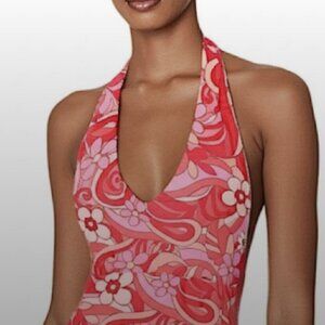 Hollister Must Have Collection Pink Floral Halter Top